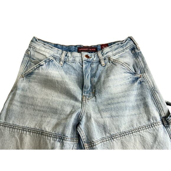 Superdry Midrise Denim Carpenter Light Vintage Wash Jean Sz 28/30 Organic - Picture 12 of 13